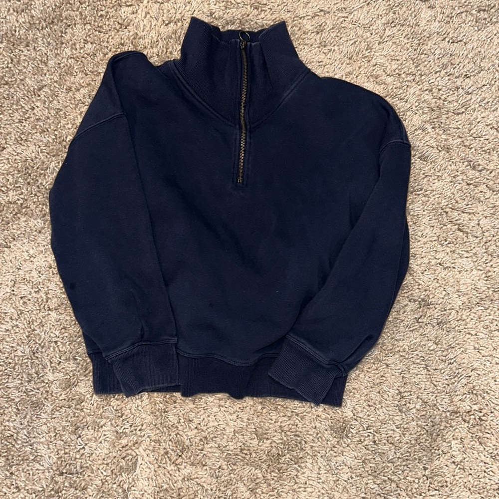 Athleta fleece lined quarter zip in navy size small - Picture 1 of 4